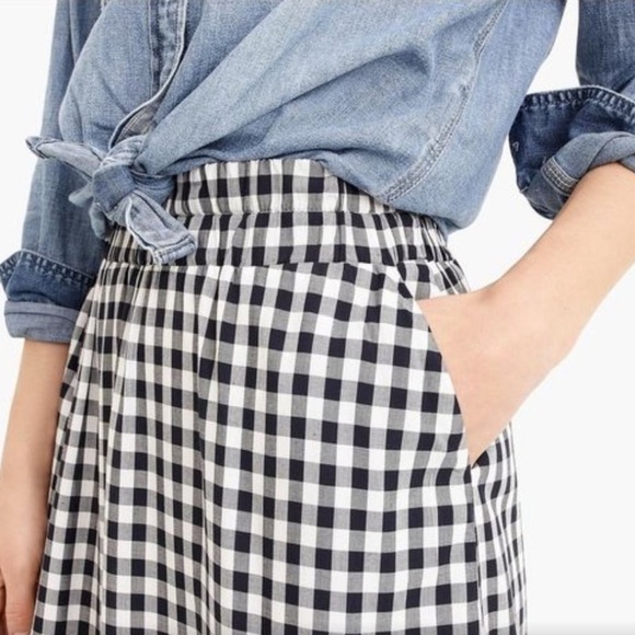 J. Crew•Navy & White Pull On Gigham Midi Skirt•Size Small - Picture 2 of 10